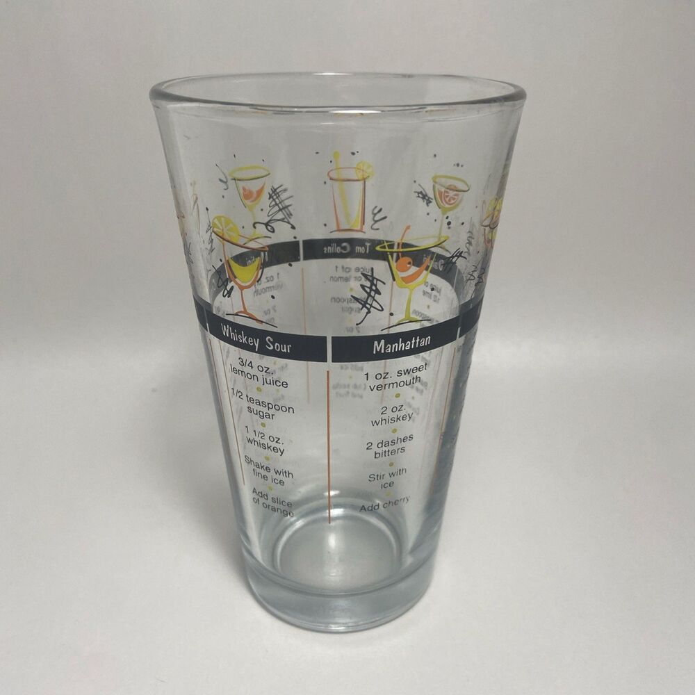 VTG MCM Libby Barware Glass Cocktail Atomic Graphics Drink Recipe Gift